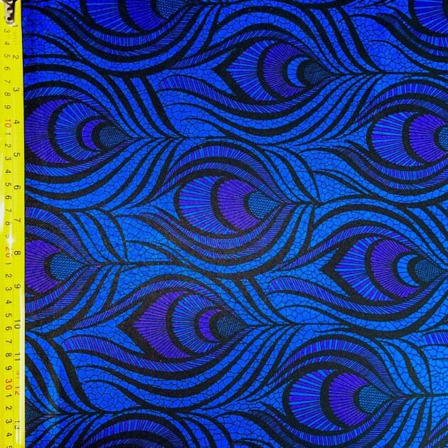 Peacock Print on Nylon Spandex Fabric (Turquoise) | (4 Way Stretch/Per Yard)
