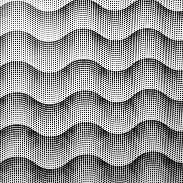 Waves with Black Foil on White Poly Spandex Fabric | (4 Way Stretch/Per Yard)