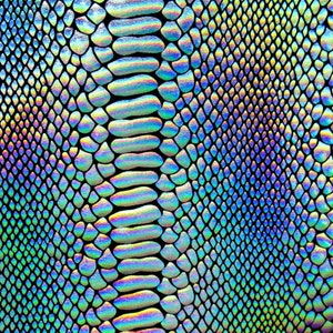 Holographic Ombre Snake Skin Print on Nylon Spandex Fabric (Silver/Black) | (4 Way Stretch/Per Yard)