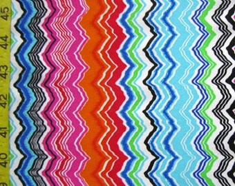 Colorful Wavy Aztec Print on Nylon Spandex  | (4 Way Stretch/Per Yard)