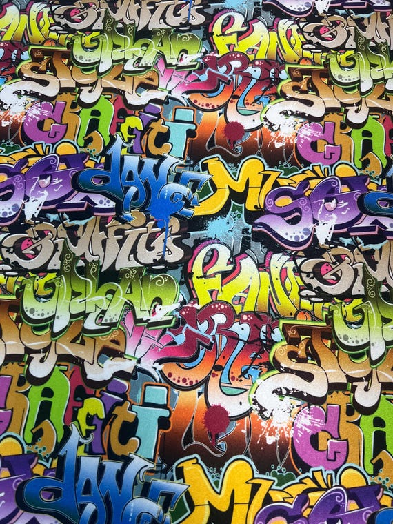 Subway Art Graffiti Print on Poly Spandex Fabric | (4 Way Stretch