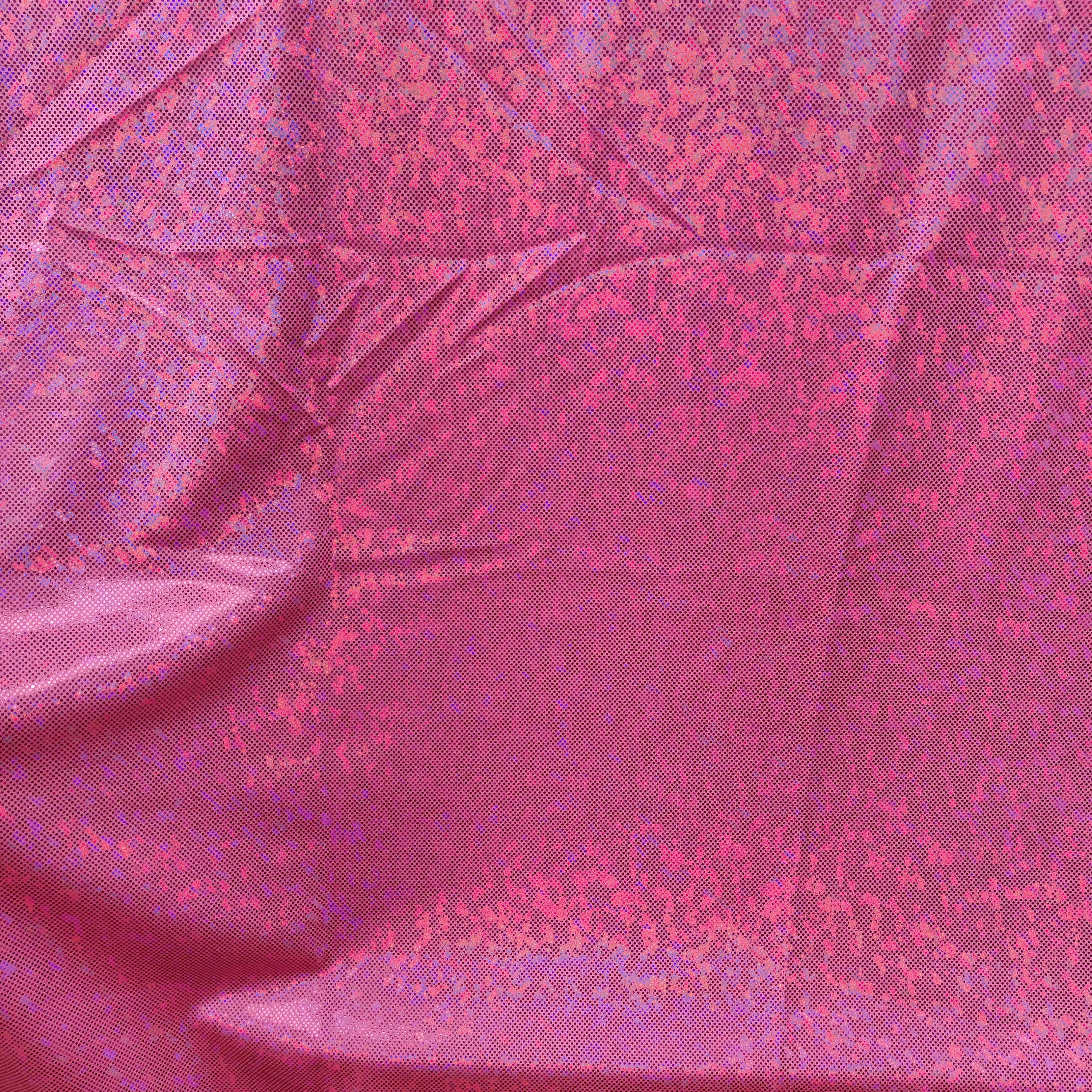 Vibrant Red Broken Glass Hologram Nylon Lycra Spandex Fabric 4 Way Stretch  By The Yard for swimwear dancewear sportwear dress (242-4) Spandex Fabric