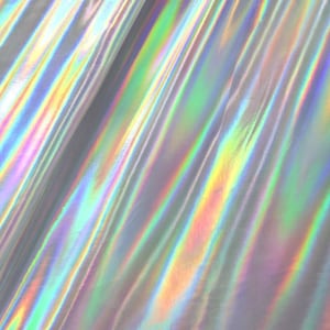 Silver Holographic Metallic Foil on Nylon Spandex Fabric | (4 Way Stretch/Per Yard)