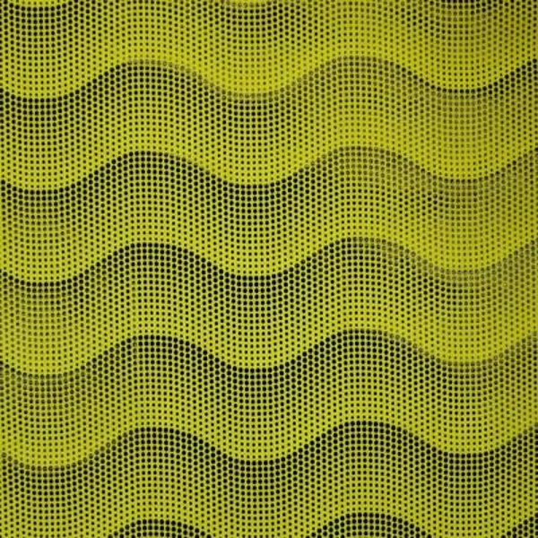 Waves with Black Foil on Yellow Poly Spandex Fabric | (4 Way Stretch/Per Yard)