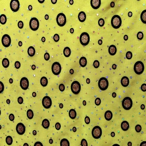 Glanzende cirkels met glitter op stretchnetstof | (2-way stretch/op maat geknipt)