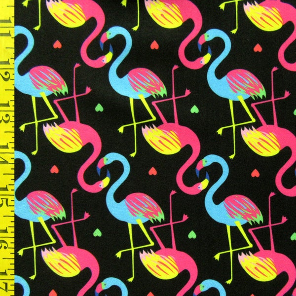 Flamingo Print on Poly Spandex Fabric |  (4 Way Stretch/Per Yard)