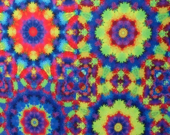 Rainbow Kaleidoscope Print on Poly Spandex Fabric | (4 Way Stretch/Per Yard)