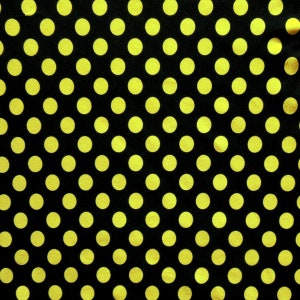 Polka Dots Druck auf Poly Spandex Stoff (Gelb/Schwarz) | (4-Wege-Stretch)
