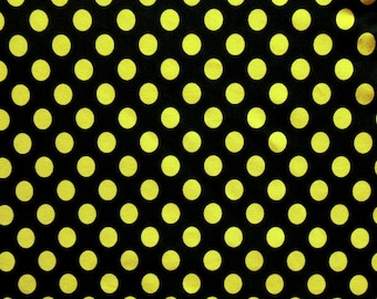 Estampado de lunares sobre tela de poliéster y elastano (amarillo/negro) / (elástico en 4 direcciones/cortado a medida)