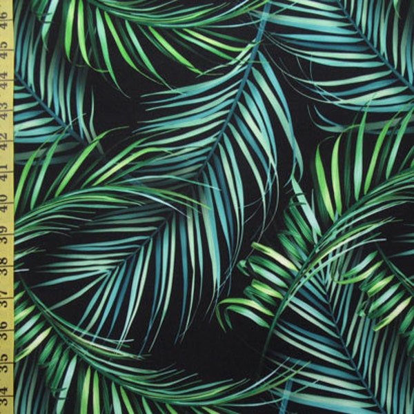 Palm Leaves Print on Poly Spandex Fabric |  (4 Way Stretch/Per Yard)