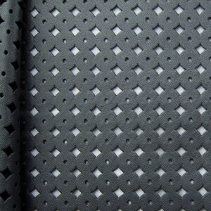 Solid Color Perforated Pleather Fabric w/ PU Coating (Gray) | (2 Way Stretch/Per Yard)