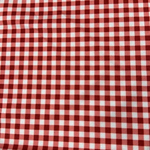 Gingham Print on Poly Spandex Fabric (Red) | (4 Way Stretch/Per Yard)