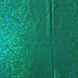 Kelly Green & Green Shattered Glass w/ Holographic Foil Spandex Fabric | (4 Way Stretch/Per Yard) image 3