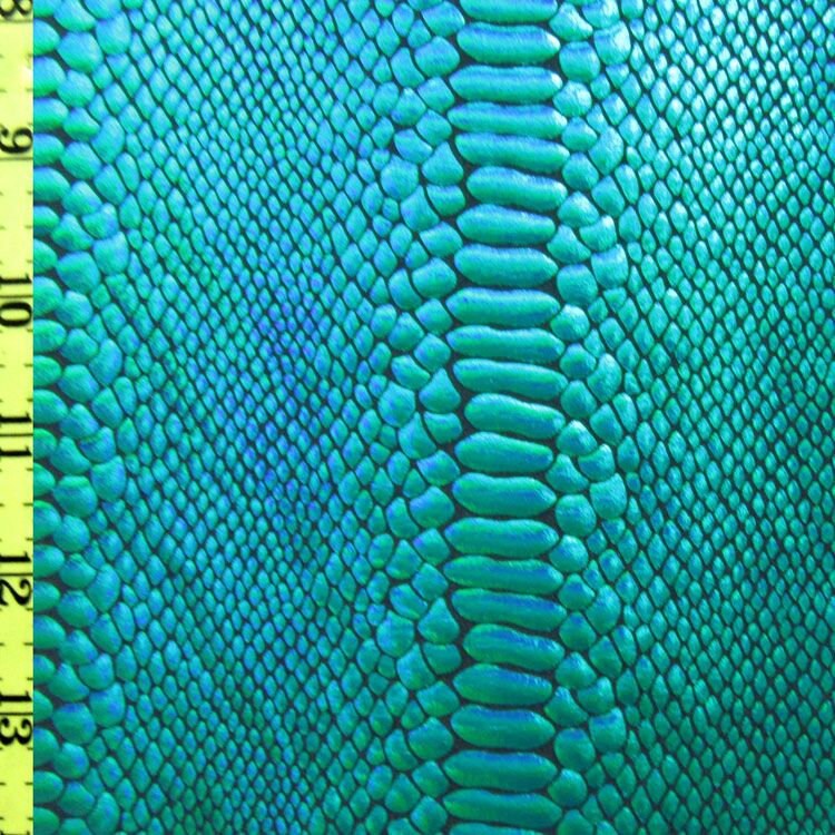 Turquoise Snake Patterned Holographic Ombre Snake Skin Print on Nylon Spandex Fabric (turquoise ...