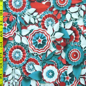 Americas Floral Print on Poly Spandex Fabric | (4 Way Stretch/Per Yard)