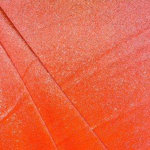 Shiny Glitter on Solid Stretch Velvet Fabric (Silver/Neon Coral) | (2 Way Stretch/Per Yard)