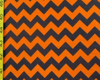Chevron Print auf Poly Spandex Stoff (Orange/Schwarz) | (4-Wege-Stretch)