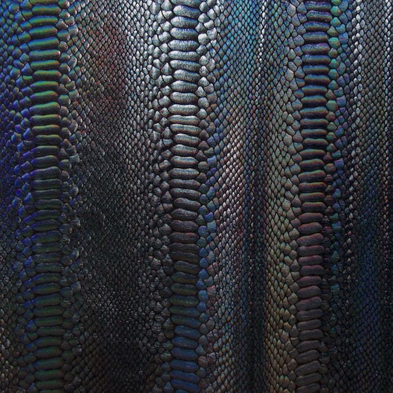 Holographic Ombre Snake Skin Print on Nylon Spandex Fabric (black
