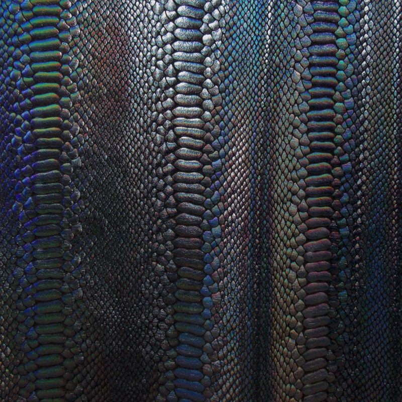 Holographic Ombre Snake Skin Print on Nylon Spandex Fabric (black