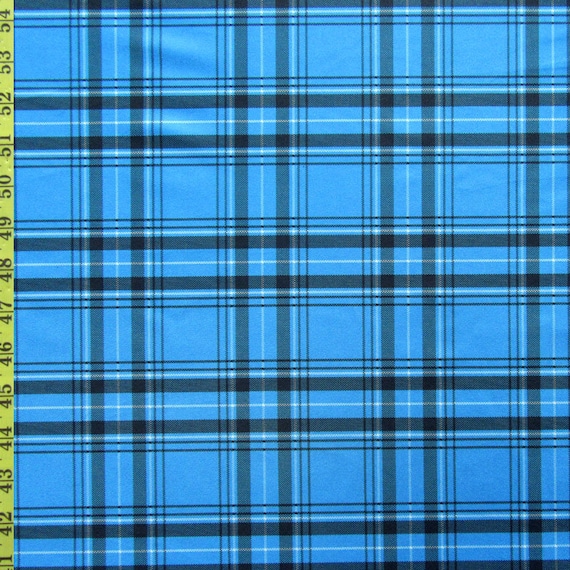 Classic Plaid Print on Poly Spandex Fabric (blue) (4 Way Stretch