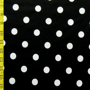 Klassischer Polka Dot Druck auf Poly Spandex Stoff (Weiß / Schwarz) | (4-Wege-Stretch)