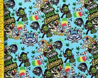 Smoke Everyday Print on Poly Spandex Fabric |  (4 Way Stretch/Per Yard)