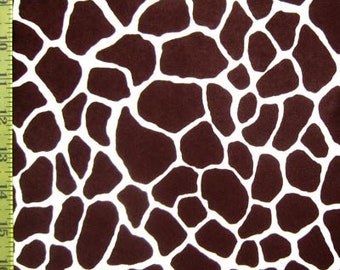 Girafftryck på poly-spandextyg (kaffe/vit) | (4-vägs stretch/per meter)