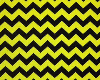 Chevron Print auf Poly Spandex Stoff (Natur/Schwarz) | (4-Wege-Stretch)