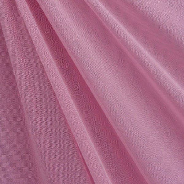 Tissu en maille transparente extensible (rose moyen) | (Extensible dans 4 directions/par mètre)