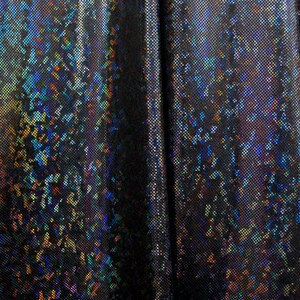 Black Shattered Glass w/ Holographic Foil Spandex Fabric  | (4 Way Stretch/Per Yard)