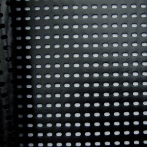 Solid Color Perforated Pleather Fabric w/ PU Coating (Black) | (2 Way Stretch/Per Yard)