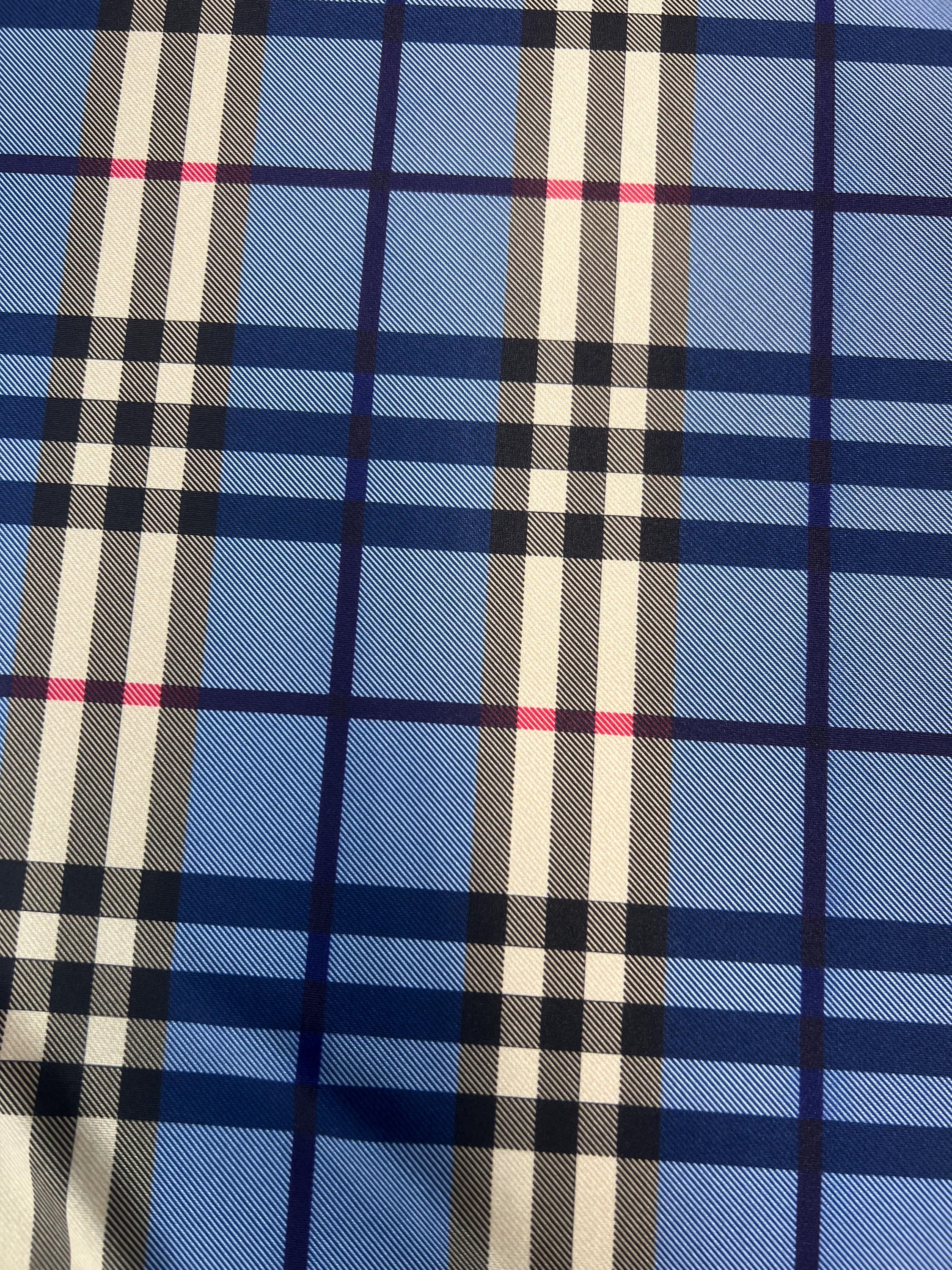 Burberry Theme Plaid Print on Poly Spandex Fabric | (4 Way  display picture 1
