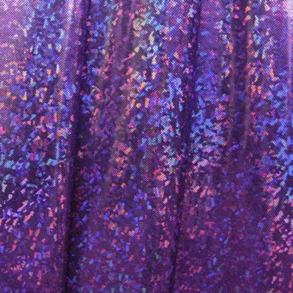 Purple & Black Shattered Glass w/ Holographic Foil Spandex Fabric | (4 Way Stretch/Per Yard)