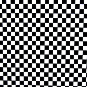 0.5x0.5&quot; Half Inch Checkerboard Print on Polyester Spandex Fabric (White/Black) | (4 Way Stretch/Per Yard)