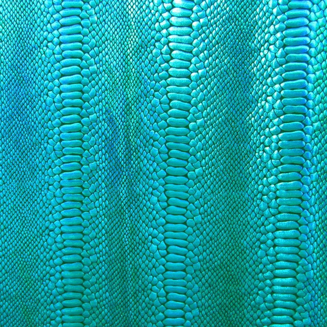 Turquoise Snake Patterned Holographic Ombre Snake Skin Print on Nylon Spandex Fabric (turquoise ...