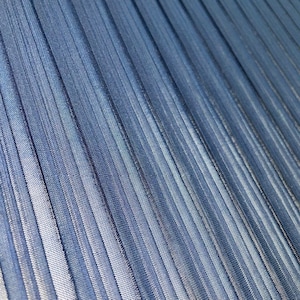 Solid Color Pleated Poly Mesh Fabric (Navy Blue) | (2 Way Stretch/Per Yard)