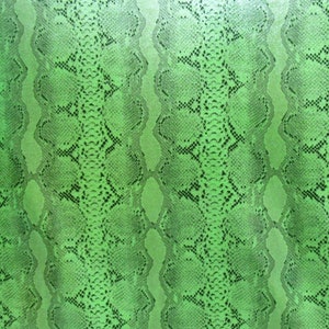 Points argentés sur impression peau de serpent sur tissu poly spandex (vert) | (Étirement dans 4 directions/par mètre)