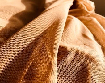 Stretch Sheer Mesh Fabric (Mocha Brown)  | (4 Way Stretch/Per Yard)