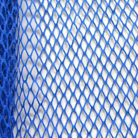 Colorful Diamond Fishnet Fabric royal Blue 4 Way Stretch/per Yard