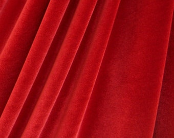Solid Color Stretch Velvet Fabric (Red) | (4 Way Stretch/Per Yard)