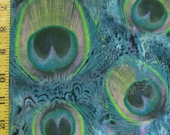 Peacock Feather Print on Nylon Spandex Fabric |  (4 Way Stretch/Per Yard)