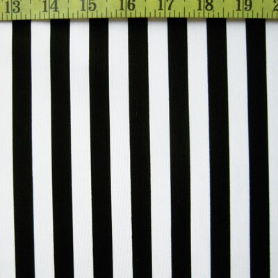 0.5" (Half Inch) Matte Finish Vertical Stripes on Nylon Spandex Fabric (Black/White) |  (4 Way Stretch/Per Yard)