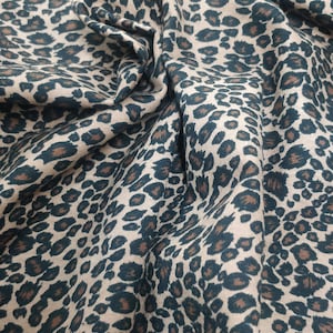 Leopard Print on Cotton Terrycloth Fabric | (2 Way Stretch/Per Yard)