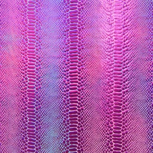 Holographic Ombre Snake Skin Print on Nylon Spandex Fabric (Fuchsia/Aqua) | (4 Way Stretch/Per Yard)