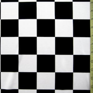 2x2&quot; Checkerboard Print on Nylon Spandex Fabric (White/Black) | (4 Way Stretch/Per Yard)