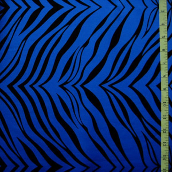 Exotic Zebra Print on Nylon Spandex Fabric (Royal Blue) | (4 Way Stretch/Per Yard)