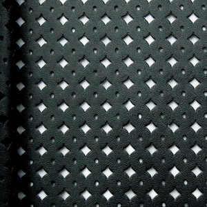Solid Color Perforated Pleather Fabric w/ PU Coating (Black) | (2 Way Stretch/Per Yard)
