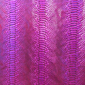 Holographic Ombre Snake Skin Print on Nylon Spandex Fabric (Fuchsia/Black) | (4 Way Stretch/Per Yard)