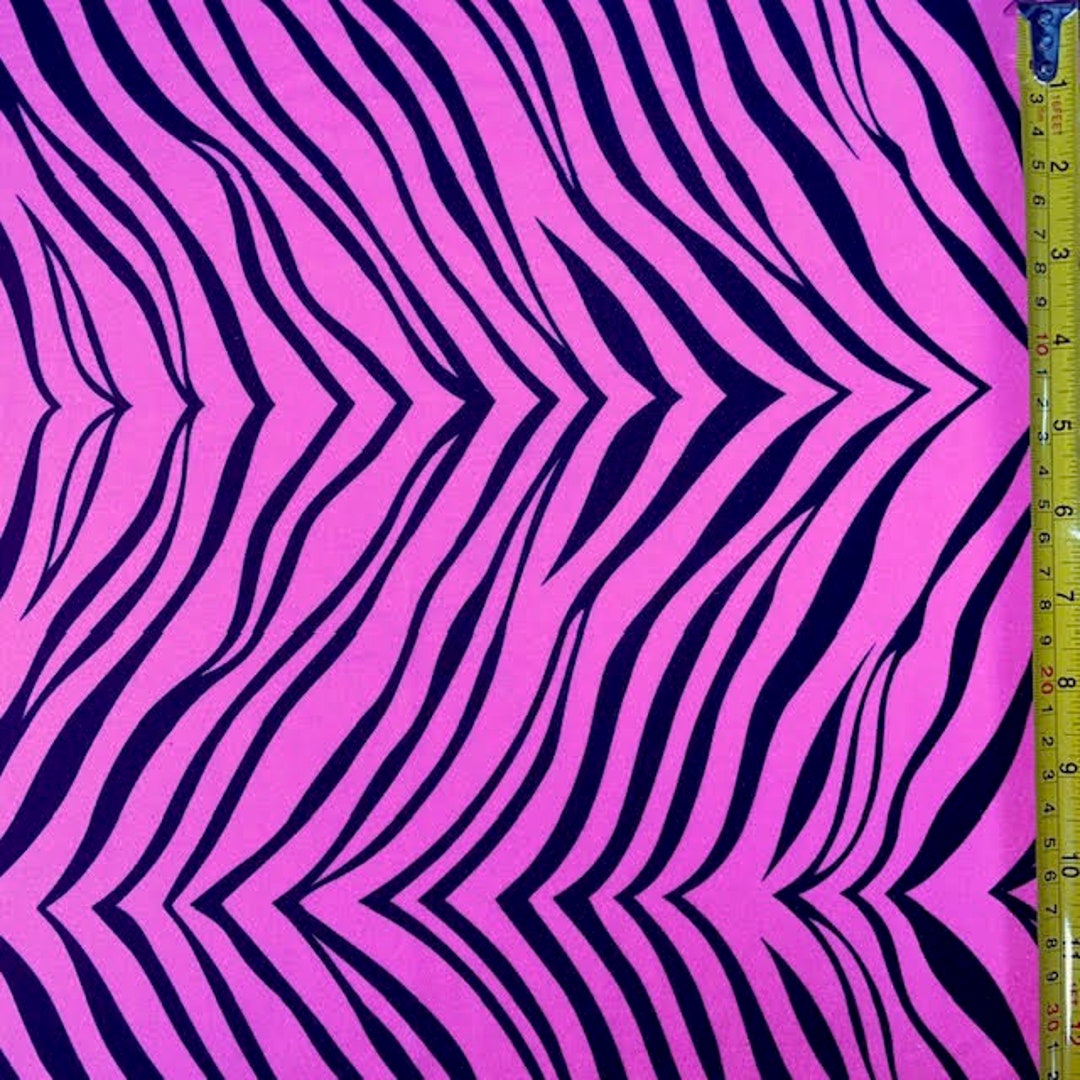 Exotic Zebra Print on Nylon Spandex Fabric hot Pink 4 Way Stretch/per