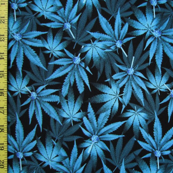 Blue Marijuana Print on Poly Spandex Fabric 4 Way - Etsy